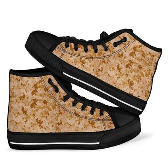Marine Military Camouflage Camo Men Women's High Top Shoes - Monsterry