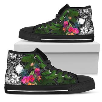 Marshall Islands High Top Shoes - Turtle Plumeria Banana Leaf - - Monsterry