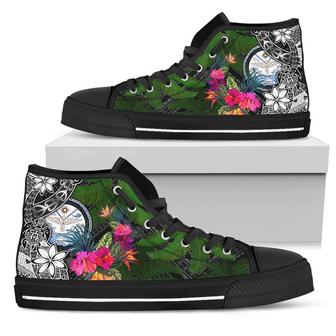 Marshall Islands High Top Shoes - Turtle Plumeria Banana Leaf Crest - - Monsterry UK