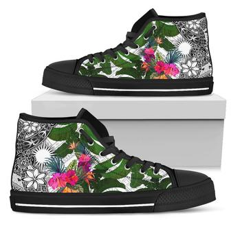 Marshall Islands High Top Shoes White - Turtle Plumeria Banana Leaf - Monsterry