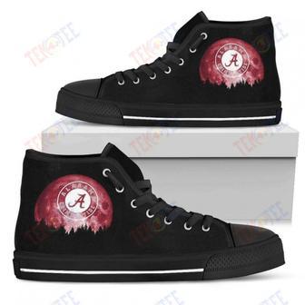 Mens Womens Alabama Crimson Tide High Top Shoes Halloween Orange Moon | Favorety UK