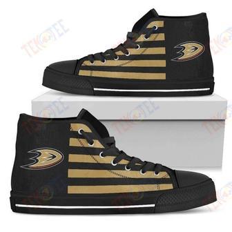 Mens Womens American Flag Anaheim Ducks High Top Shoes | Favorety CA