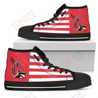 Mens Womens American Flag Ball State Cardinals High Top Shoes | Favorety UK