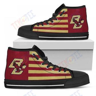 Mens Womens American Flag Boston College Eagles High Top Shoes | Favorety AU