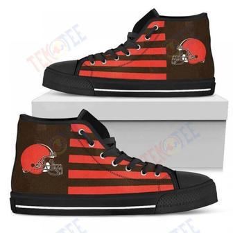 Mens Womens American Flag Cleveland Browns High Top Shoes | Favorety