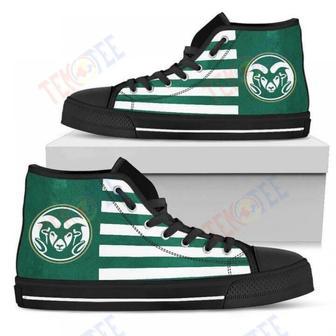 Mens Womens American Flag Colorado State Rams High Top Shoes | Favorety