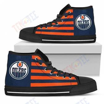 Mens Womens American Flag Edmonton Oilers High Top Shoes | Favorety UK