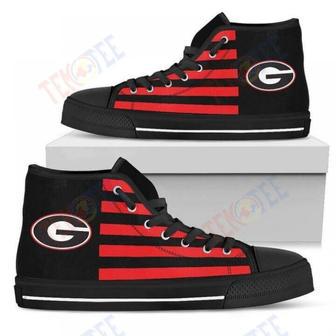 Mens Womens American Flag Georgia Bulldogs High Top Shoes | Favorety AU