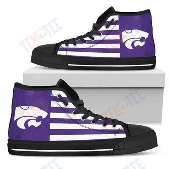 Mens Womens American Flag Kansas State Wildcats High Top Shoes | Favorety AU