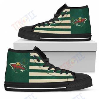 Mens Womens American Flag Minnesota Wild High Top Shoes | Favorety