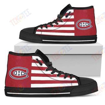 Mens Womens American Flag Montreal Canadiens High Top Shoes | Favorety