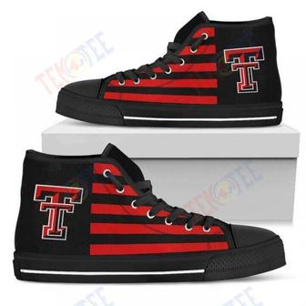 Mens Womens American Flag Texas Tech Red Raiders High Top Shoes | Favorety