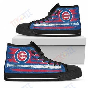 Mens Womens American Flag Vintage Baseball Chicago Cubs High Top Shoes | Favorety UK