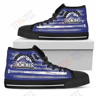 Mens Womens American Flag Vintage Baseball Colorado Rockies High Top Shoes | Favorety DE