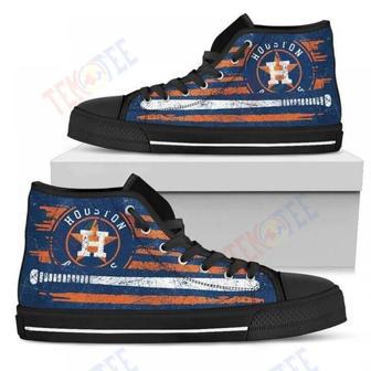 Mens Womens American Flag Vintage Baseball Houston Astros High Top Shoes | Favorety DE