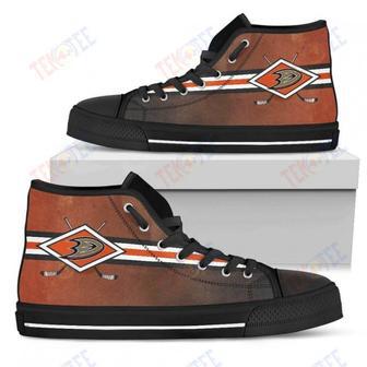 Mens Womens Anaheim Ducks High Top Shoes Double Stick Check Shoes | Favorety UK