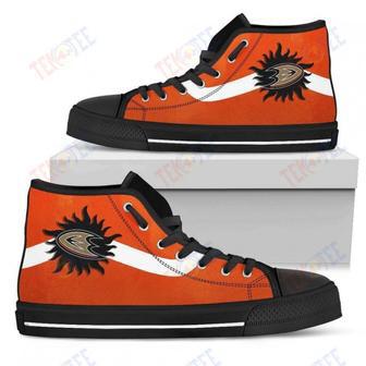 Mens Womens Anaheim Ducks High Top Shoes Simple Van Sun Flameshoes | Favorety