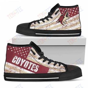 Mens Womens Arizona Coyotes High Top Shoes America Flag Italic Vintage Style | Favorety