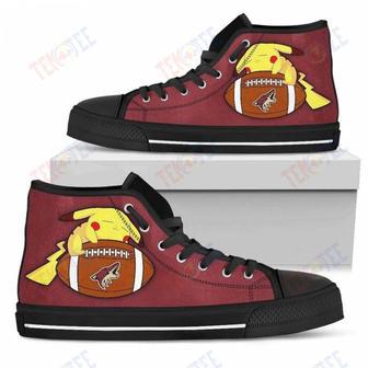 Mens Womens Arizona Coyotes High Top Shoes Pikachu Laying On Balltop Quality | Favorety UK