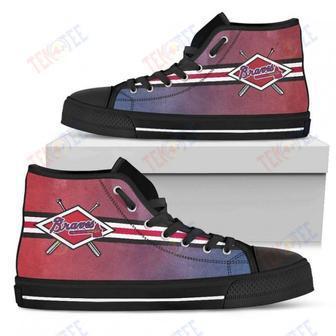 Mens Womens Atlanta Braves High Top Shoes Double Stick Check Shoes | Favorety CA