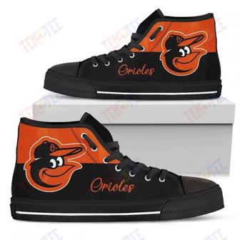 Mens Womens Baltimore Orioles High Top Shoes Divided Colours Stunning | Favorety