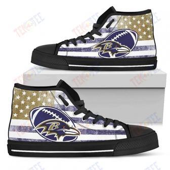 Mens Womens Baltimore Ravens High Top Shoes Flag Rugbytop Quality | Favorety CA