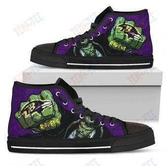 Mens Womens Baltimore Ravens High Top Shoes Hulk Punch Printable | Favorety CA