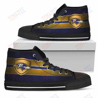 Mens Womens Baltimore Ravens High Top Shoes The Shield Shoes | Favorety CA