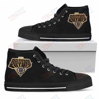 Mens Womens Boston Bruins High Top Shoes Simple Logo Shoes | Favorety CA