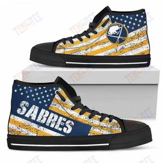 Mens Womens Buffalo Sabres High Top Shoes America Flag Italic Vintage Style | Favorety CA