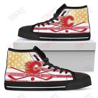 Mens Womens Calgary Flames High Top Shoes Flag Rugbytop Quality | Favorety