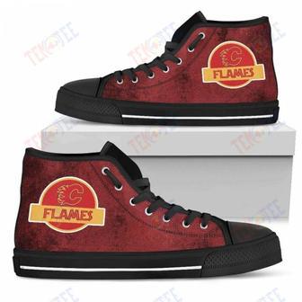 Mens Womens Calgary Flames High Top Shoes Jurassic Parktop Quality | Favorety UK