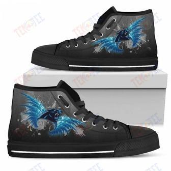 Mens Womens Carolina Panthers High Top Shoes Angel Wings Printable | Favorety UK