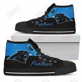 Mens Womens Carolina Panthers High Top Shoes Divided Colours Stunning | Favorety CA