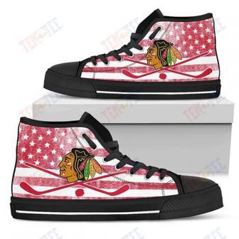 Mens Womens Chicago Blackhawks High Top Shoes Flag Rugbytop Quality | Favorety CA