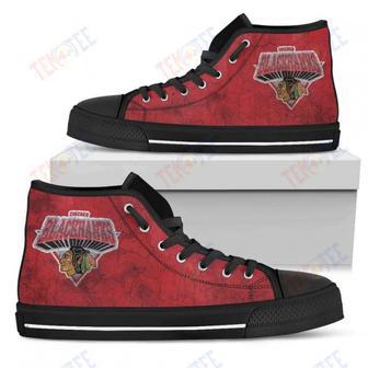 Mens Womens Chicago Blackhawks High Top Shoes Simple Logo Shoes | Favorety UK