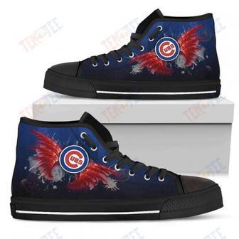 Mens Womens Chicago Cubs High Top Shoes Angel Wings Printable | Favorety