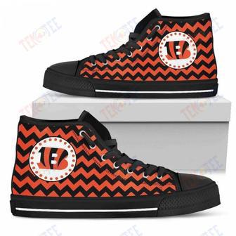 Mens Womens Cincinnati Bengals High Top Shoes Chevron Broncostop Quality | Favorety