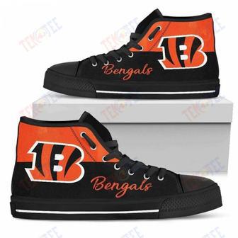 Mens Womens Cincinnati Bengals High Top Shoes Divided Colours Stunning | Favorety