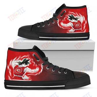 Mens Womens Cincinnati Reds Goku Saiyan Power High Top Shoes Printable | Favorety CA