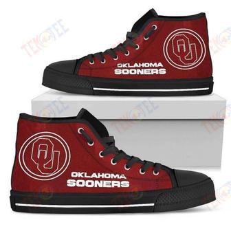 Mens Womens Circle Logo Oklahoma Sooners High Top Shoes | Favorety AU