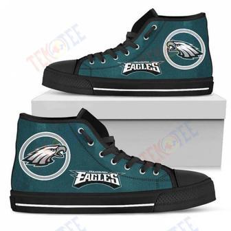 Mens Womens Circle Logo Philadelphia Eagles High Top Shoes | Favorety