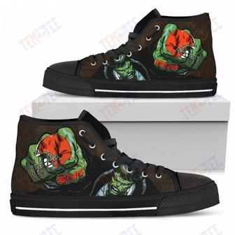 Mens Womens Cleveland Browns High Top Shoes Hulk Punch Printable | Favorety CA