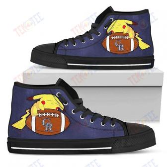 Mens Womens Colorado Rockies High Top Shoes Unique Pikachu Laying On Balltop Quality | Favorety