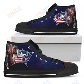 Mens Womens Columbus Blue Jackets High Top Shoes Thor Head Beside Shoes | Favorety