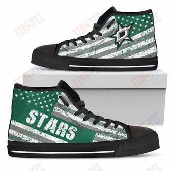 Mens Womens Dallas Stars High Top Shoes America Flag Italic Vintage Style | Favorety AU