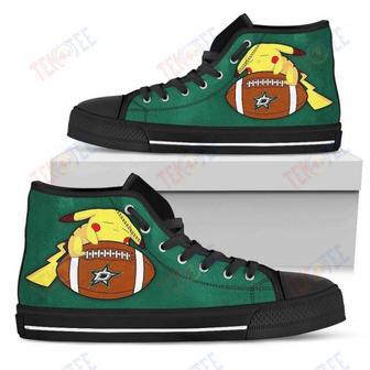 Mens Womens Dallas Stars High Top Shoes Pikachu Laying On Balltop Quality | Favorety DE