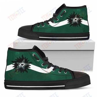 Mens Womens Dallas Stars High Top Shoes Simple Van Sun Flameshoes | Favorety UK