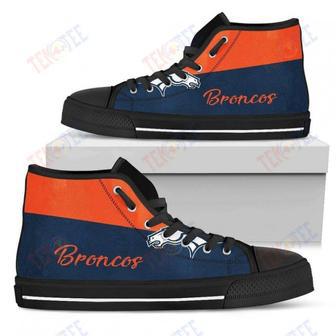 Mens Womens Denver Broncos High Top Shoes Divided Colours Stunning | Favorety AU