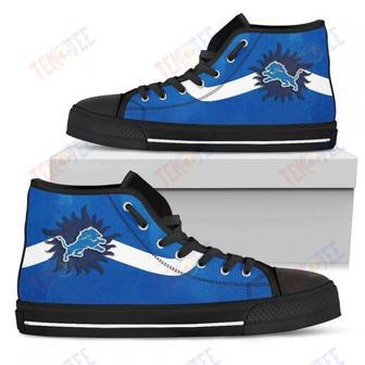 Mens Womens Detroit Lions High Top Shoes Simple Van Sun Flameshoes | Favorety AU